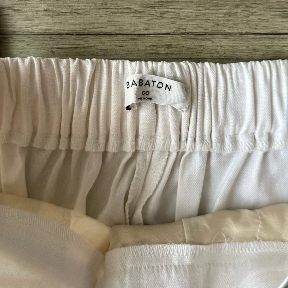 Babaton Arizia Straight Leg Cropped Linen Cotton Blend White Pants Size 00